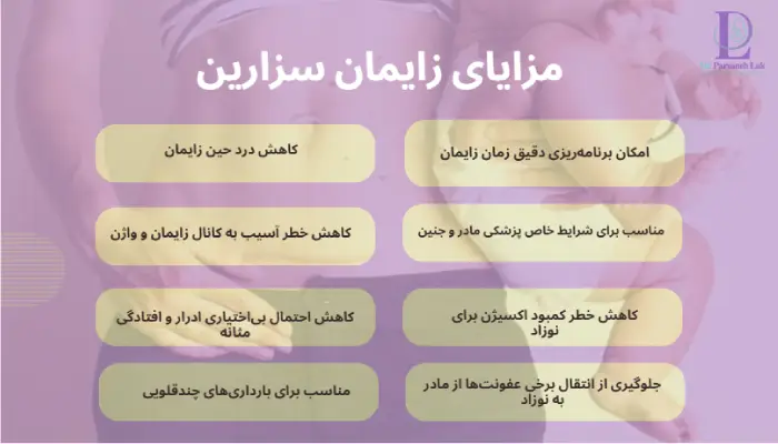 مزایای زایمان سزارین